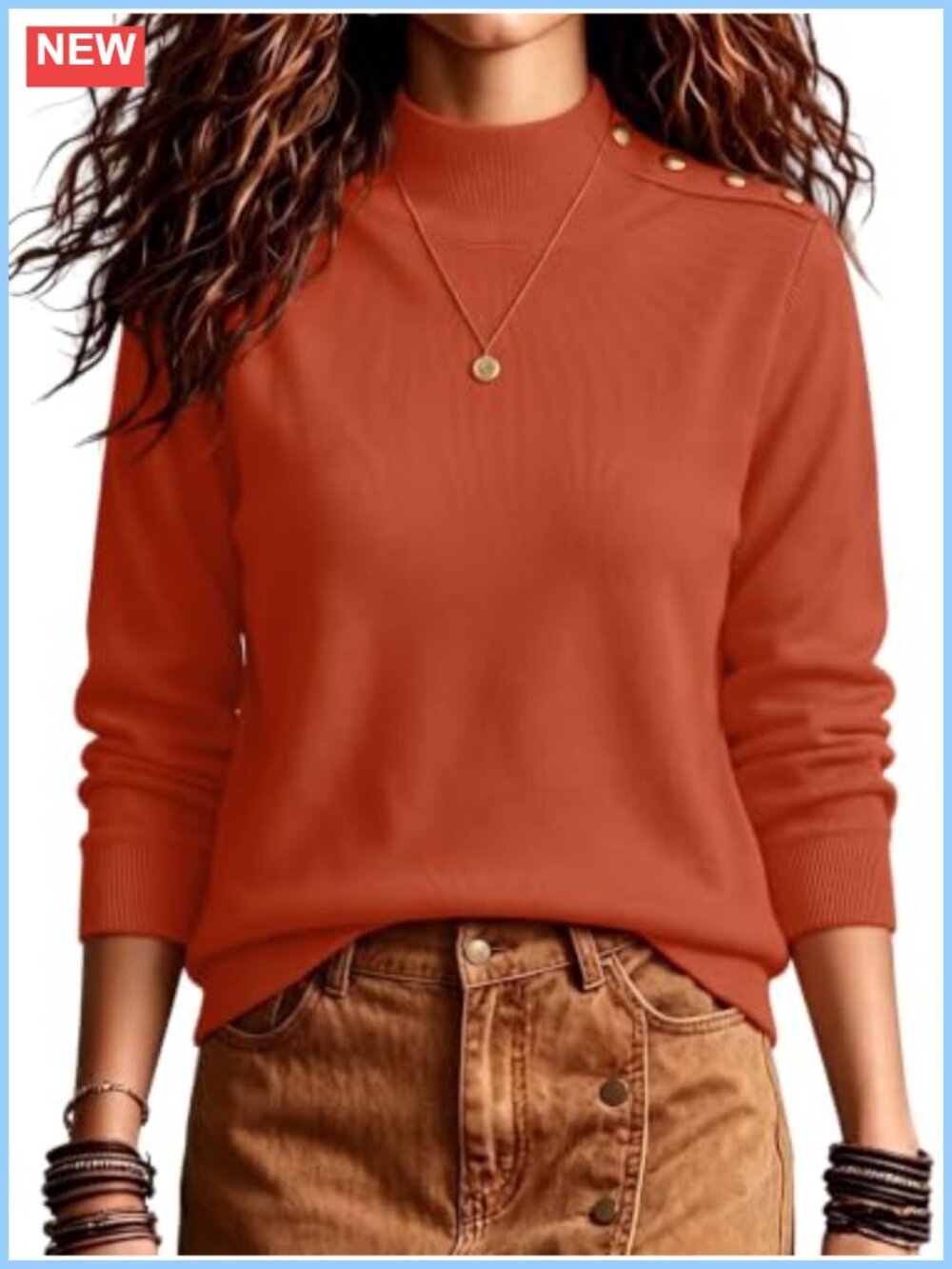 Women's Mock Neck Turtleneck Pullover Sweater Long Sleeve Knit Top